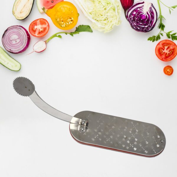 03_8927099b-14a7-4432-b07b-94497b77bfc0.jpg STEEL VEGETABLE CUTTER PREMIUM QUALITY CUTTER FOR FRUIT , VEGETABLE & MEAT CUTTING USE ( Color Box )