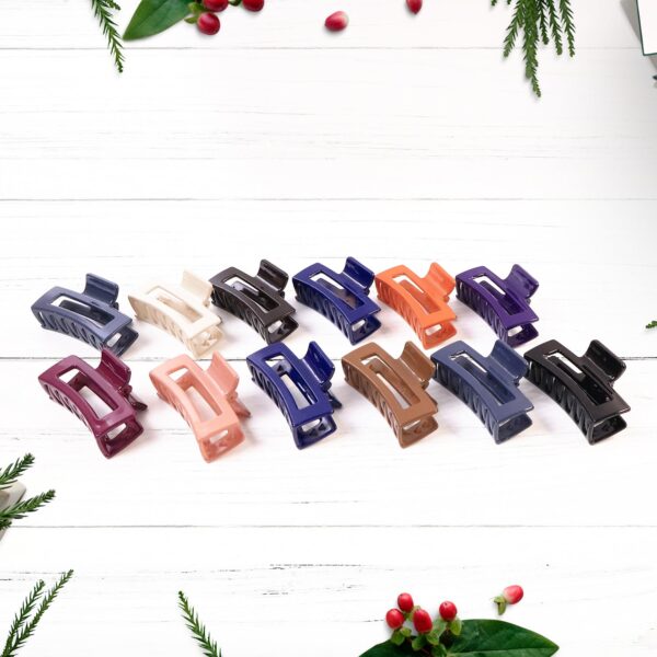 01_3b328627-c4b8-46eb-a077-81029aeedf28.jpg Matte Finish Rectangle Hair Claw Clip for Women and Girls ? Assorted Color Pack ? 12 Pc