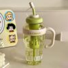 Approx 1300ML Large Capacity Cute Ice Cream Themed Water Bottle with Handle, Straw & Fruit Infuser ? Leakproof Sipper for Kids & Adults