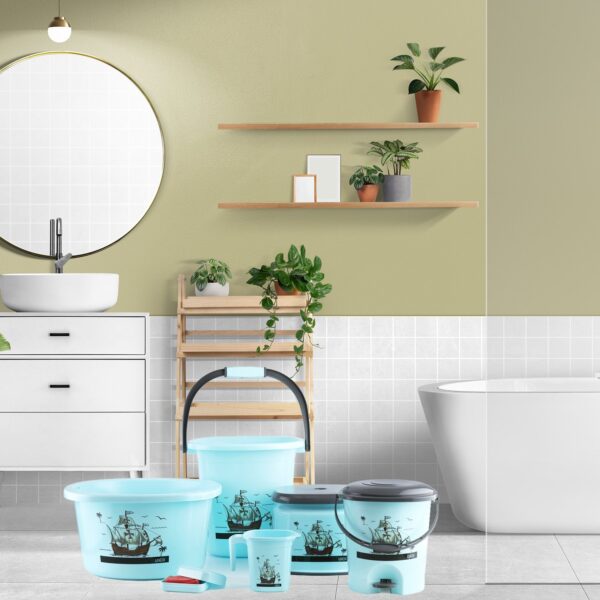Plastic Bathroom Accessories Set (Mix Color / 6 Pc)