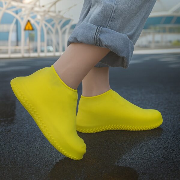 Yellow Non-Slip Silicone Rain Reusable Anti skid Waterproof Fordable Boot Shoe Cover (1 Pair )