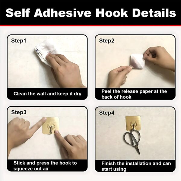 04_8e7639ab-68c3-4826-a329-ce8be79dbf1e.jpg Plastic Adhesive Sticky Waterproof and Oil Proof, Wall Hook (5.5?3.5 Cm & 10 Pc)