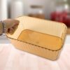Premium Ribbed Transparent Storage Basket with Gold Handle ? Multipurpose Kitchen & Home Organizer Box (25x14cm / 2 Pc)