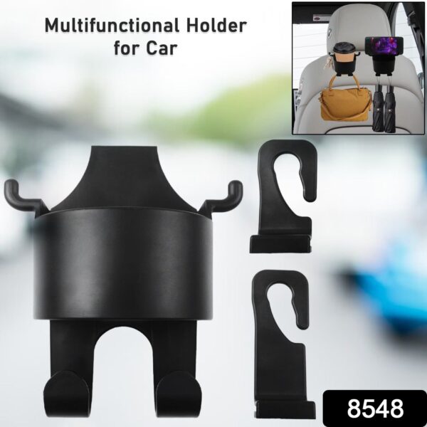 9f299e7f-0c7e-4a09-bed7-4085a1b273c6.jpg Car Headrest Backseat Organizer, 3 in 1 Automotive Cell Phone Drink cupholder Adapter with Headrest Hooks for Kids and Adults, Multifunctional Storage for Car Travel Accessories