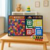 Wooden Board Game Set – Ludo, Snakes & Ladders, and Desktop Football (3-in-1)