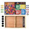 Wooden Board Game Set – Ludo, Snakes & Ladders, and Desktop Football (3-in-1)