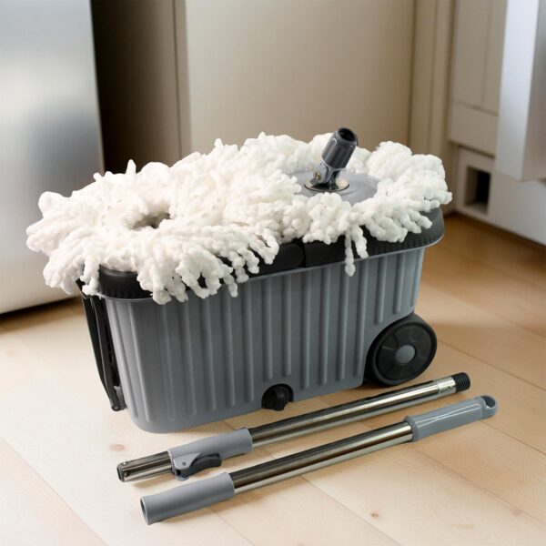 Mop-02_ffaa9a16-8f76-4462-9548-f1594553b5a5.jpg Apex Magic Spin Mop Cleaning Set with Dual Chamber Bucket & Wheels