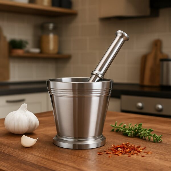 Spice-Crusher-04.jpg Heavy Duty Stainless Steel Mortar and Pestle Set for Kitchen, Khalbatta Set (2 Pc Set)