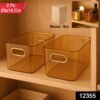 Premium Ribbed Transparent Storage Basket with Gold Handle ? Multipurpose Kitchen & Home Organizer Box (25x14cm / 2 Pc)