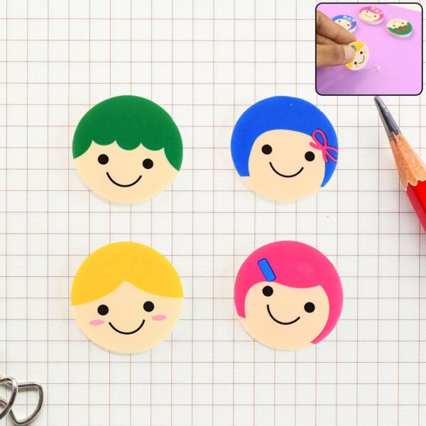 erasers-03_17881b2c-f4f9-4333-b163-1c5067549f23.jpg Cute Cartoon Face Erasers for School & Stationery Use (4 Pc)