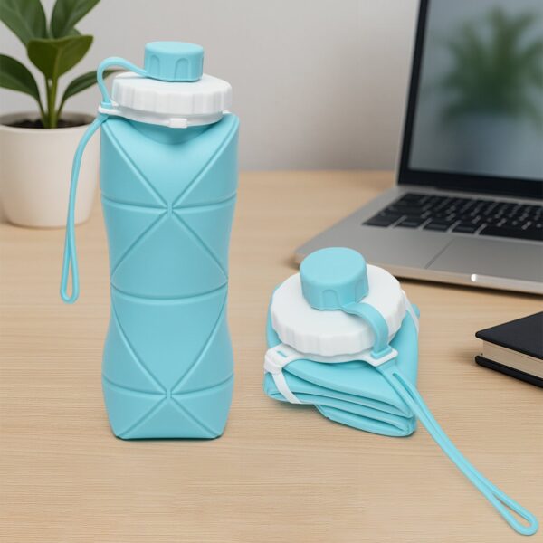 600ml Collapsible Silicone Water Bottle for Travel, Sports, Gym & Office (1 Pc)