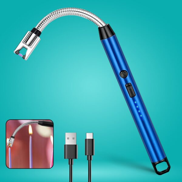 lighter-01_1786fdce-6504-4339-b341-254aa02a28f0.jpg Metal Rechargeable Electric Arc Lighter with Flexible Neck (1 Pc)