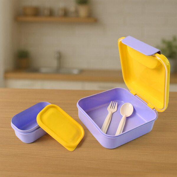 lunch-box-01.jpg Kids Lunch Box Set with Small Inner Container, Spoon & Fork (1 Pc)
